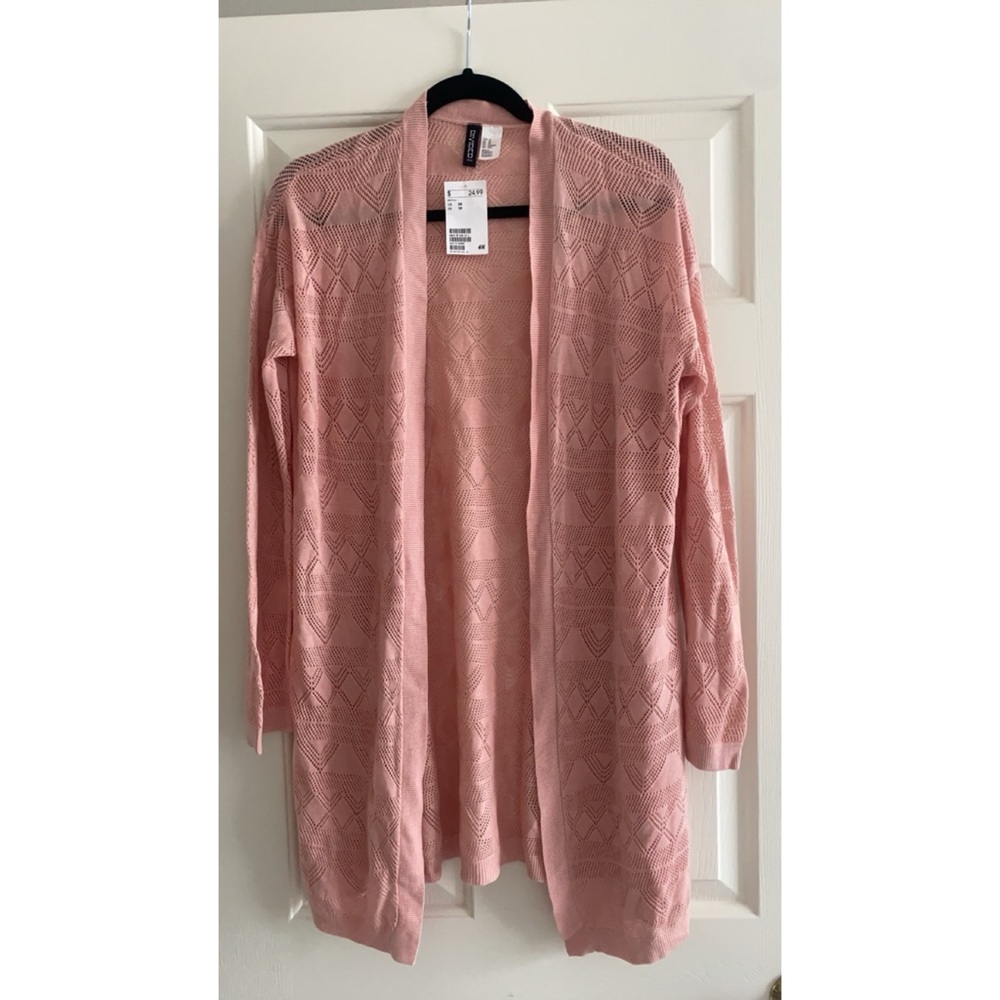 Pink Open-Front Cardigan Sweater